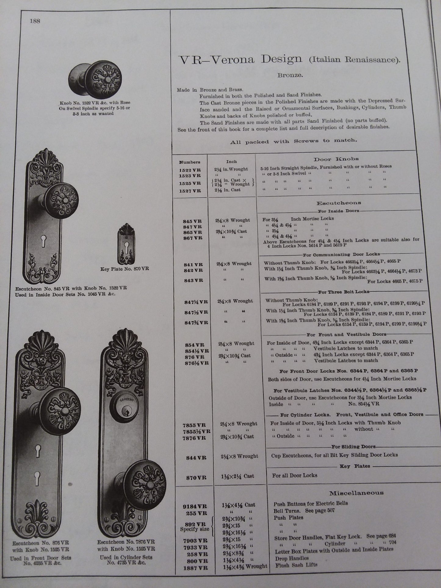 Sargent Verona Face Plate Bronze image 3