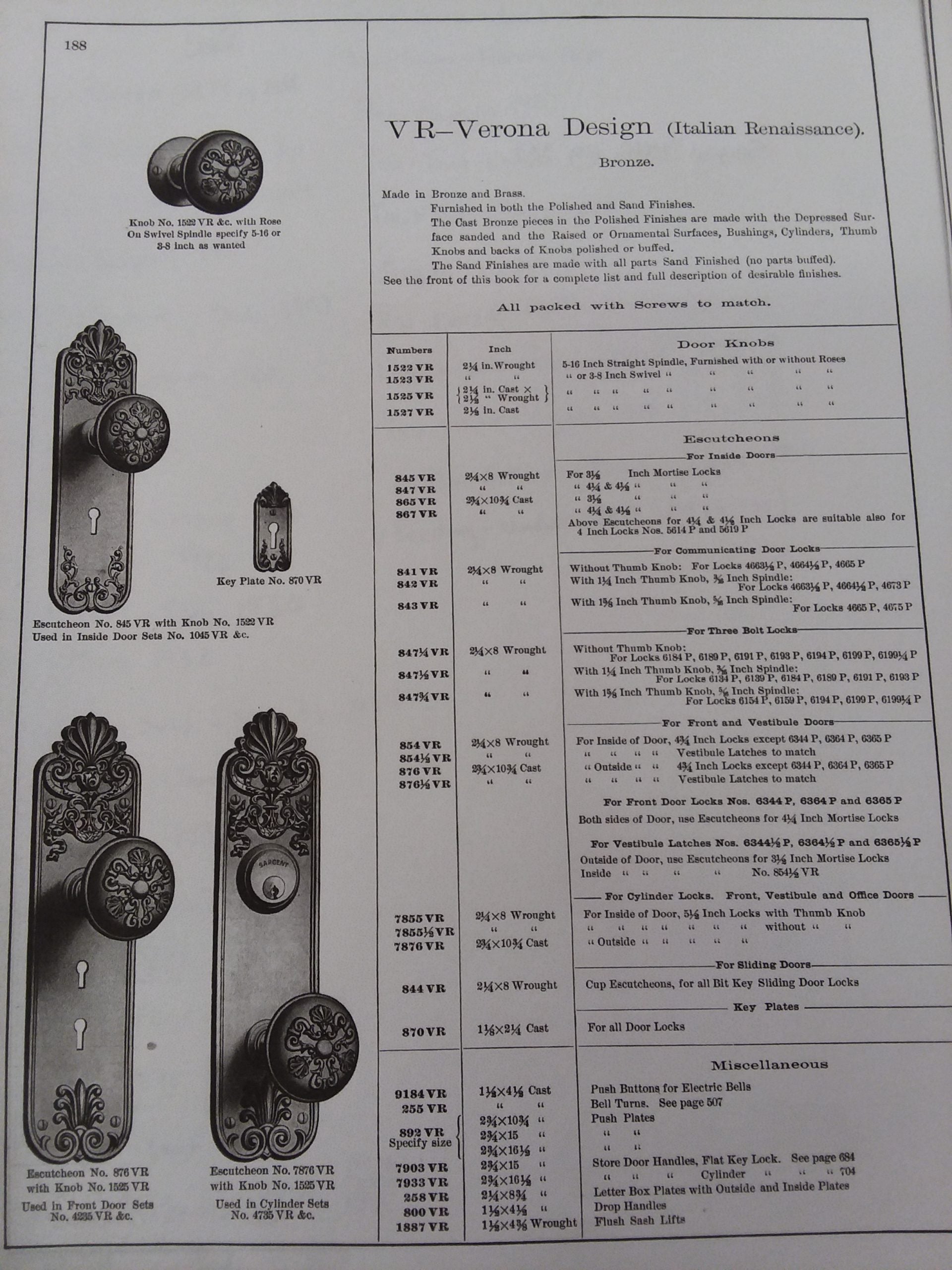 Sargent Verona Face Plate Bronze image 3