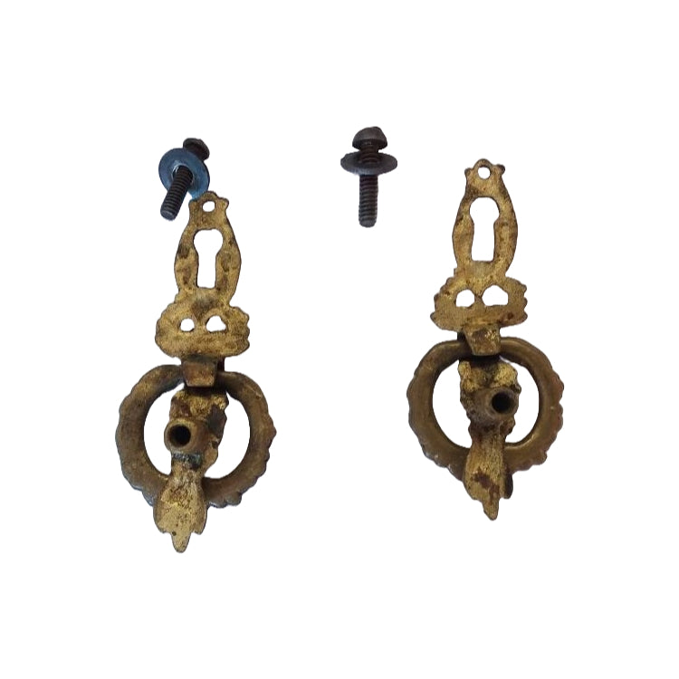 Pair of Bronze Drop Handles with Keyhole image 1