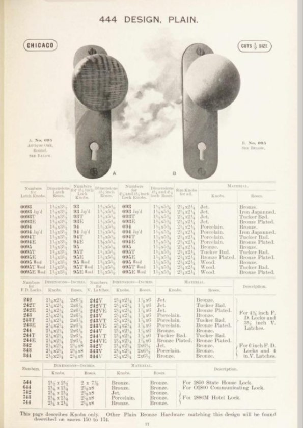 Pair Chicago Design 444 Door Plates