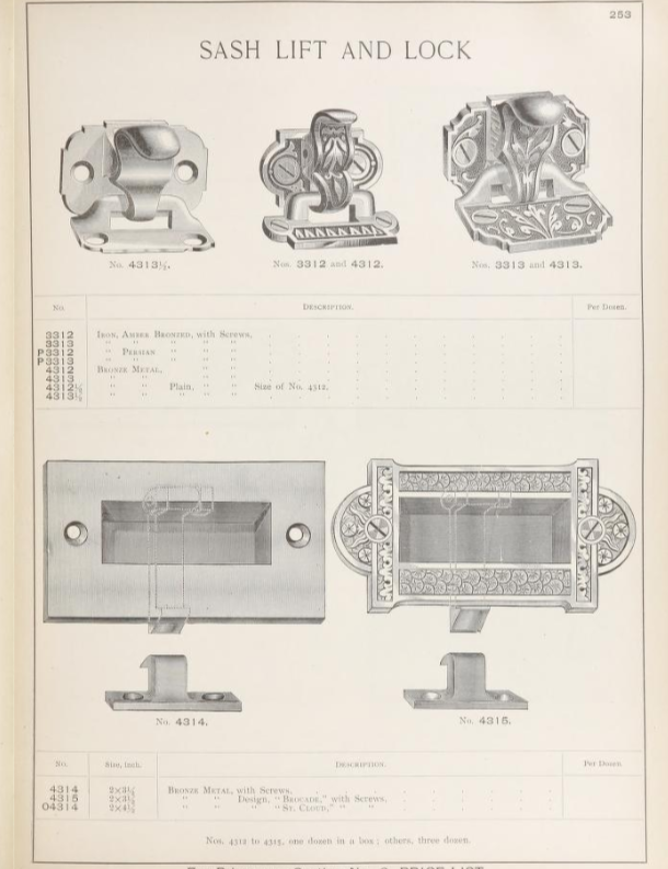 Corbin 1895 Sash Lift and Lock