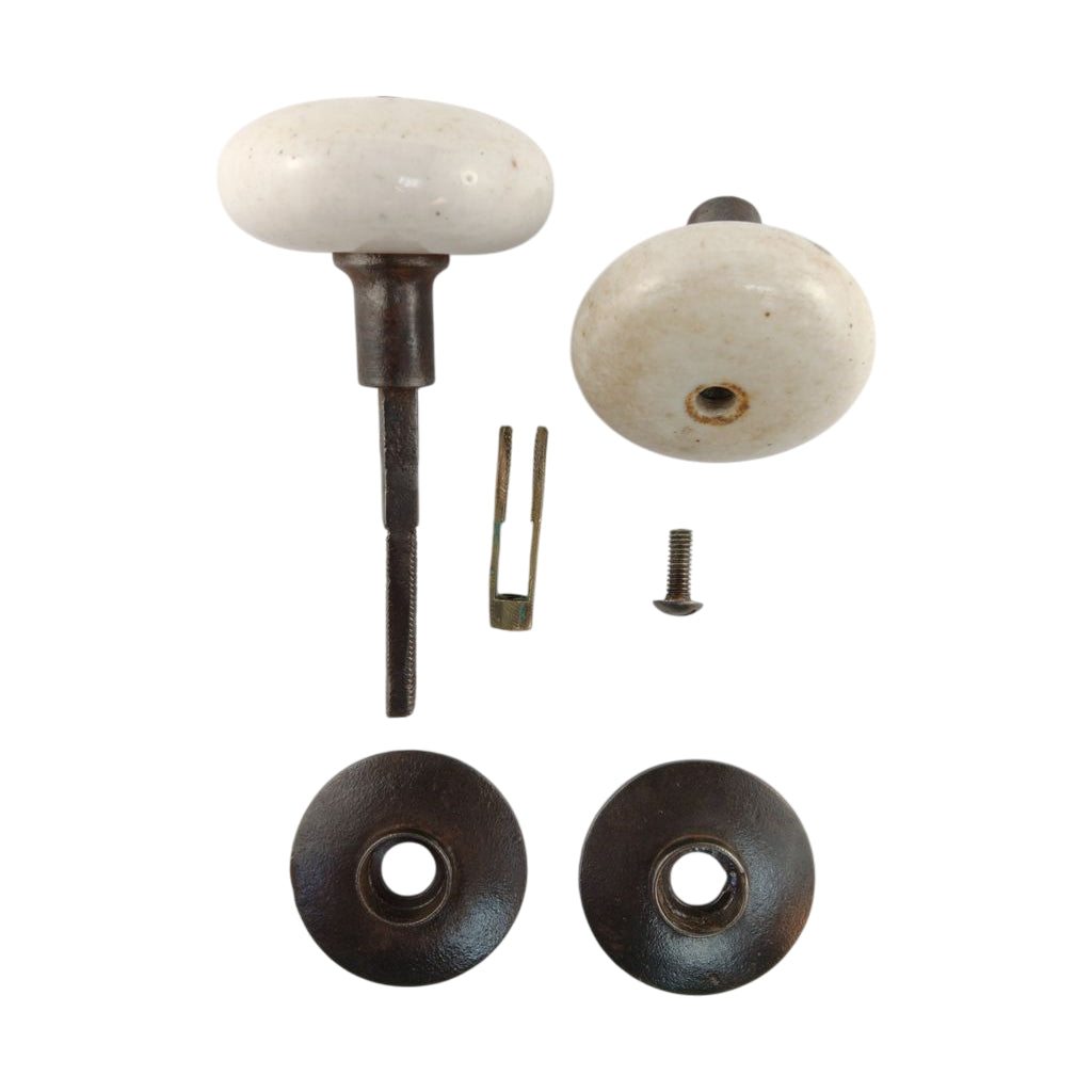 Enamel Doorknob Set with Hidden Attachment