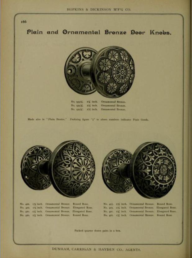Hopkins & Dickinson 1874 Doorknob