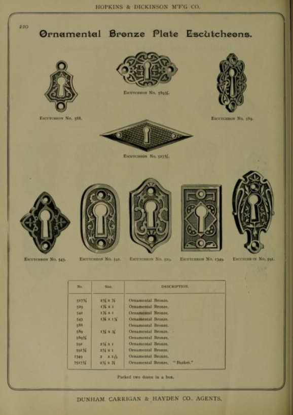 Hopkins and Dickinson 1890 Keyhole Cover