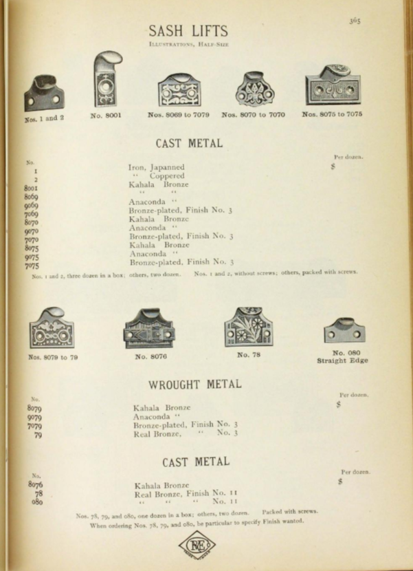 Russell and Erwin 1899 Window Sash Lift