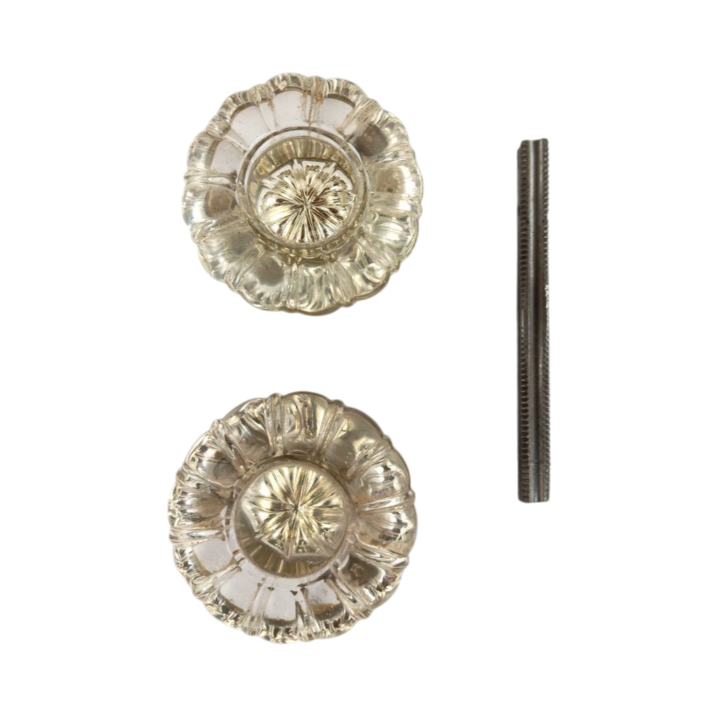 Russell and Erwin 1909 Round Type Glass Doorknob Set