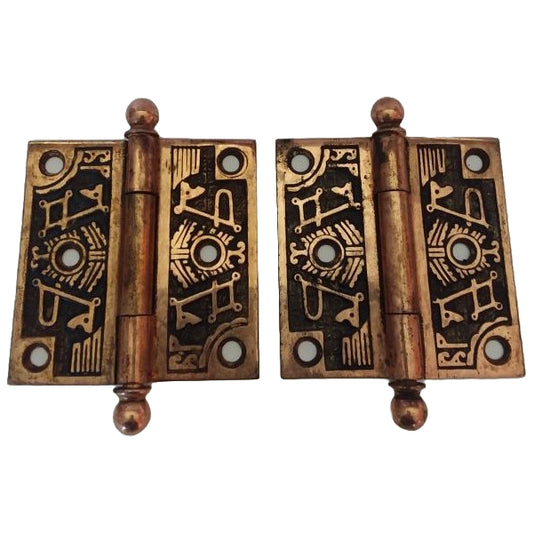 Pair of Decorative Bronze Plated Door Butt Hinges image 0