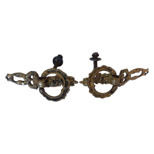 Pair of Bronze Drop Handles with Keyhole image 0