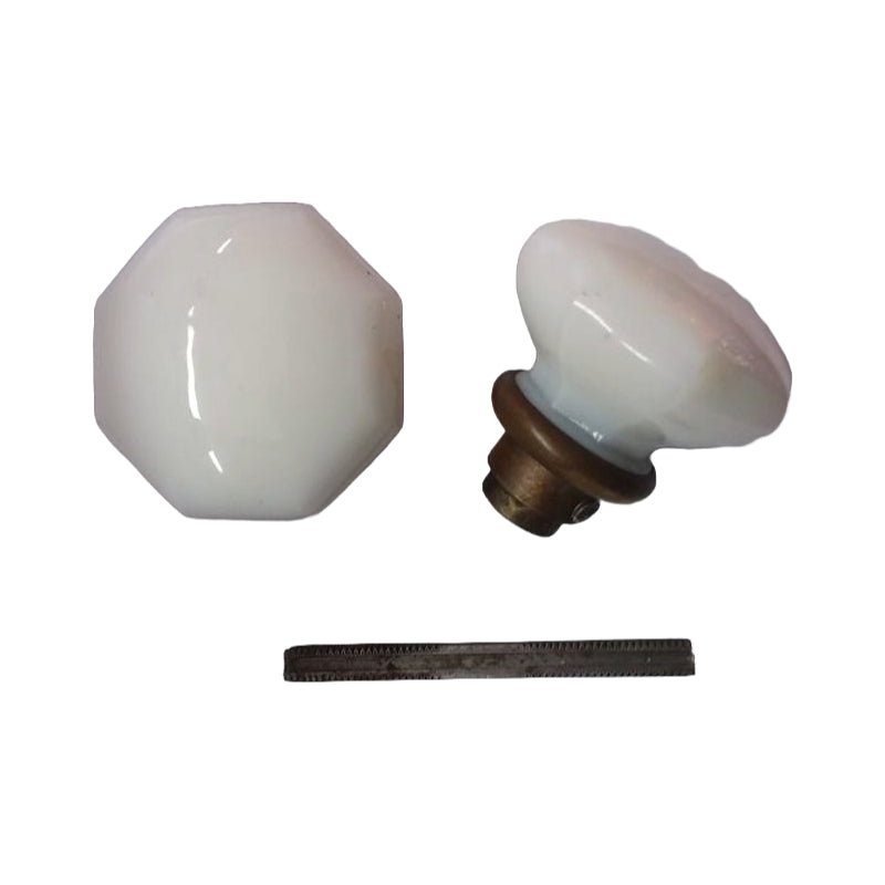Octagonal Milk Glass Doorknob Set image 2