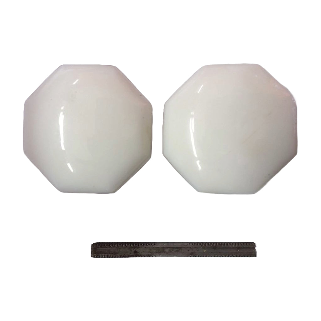 Octagonal Milk Glass Doorknob Set image 1