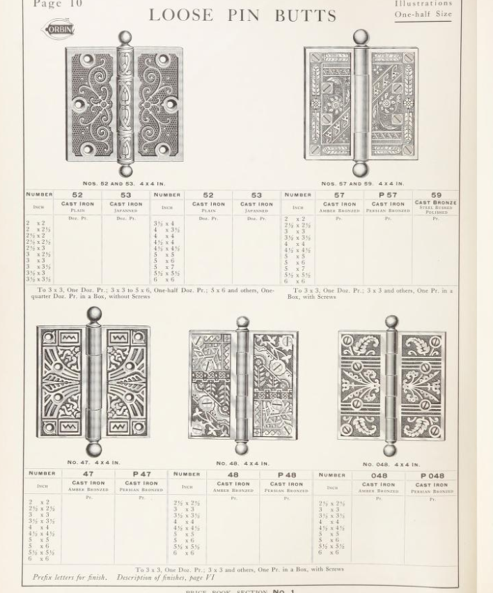 Corbin 1905 Decorative Hinge
