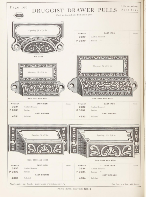 Corbin 1905 Druggist Drawer Pull