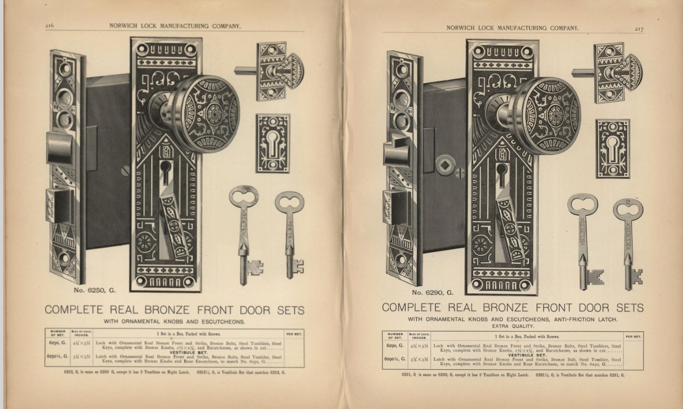 Norwich 1892 Double Keyhole Door Plate