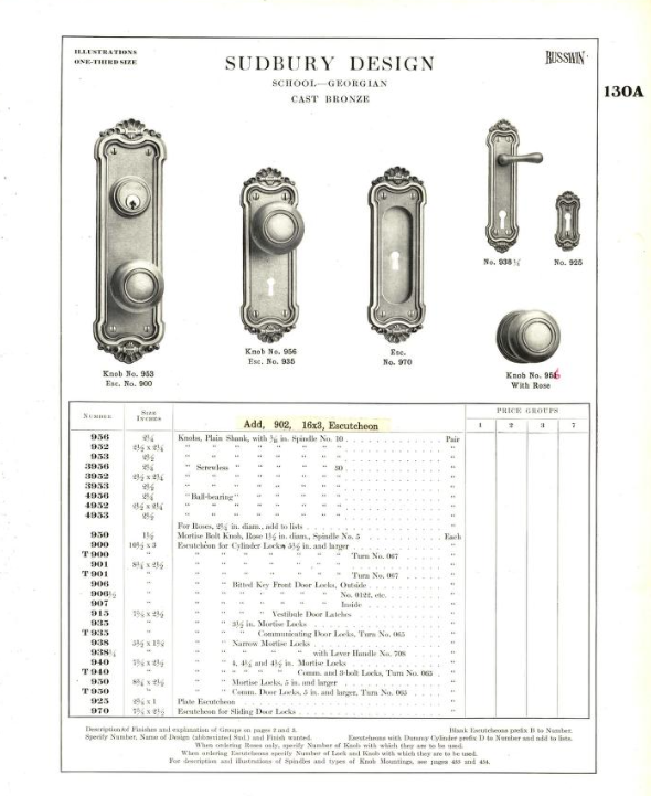 Russell and Erwin Sudbury Door Plate
