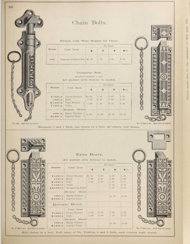 Sargent 1901 Chain Bolt
