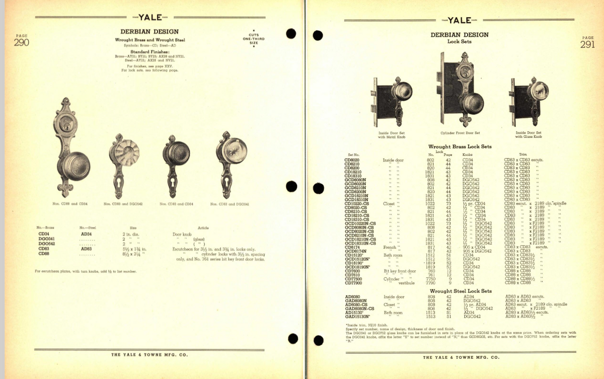 Yale Derbian Door Plate- Brass Nickel Plate